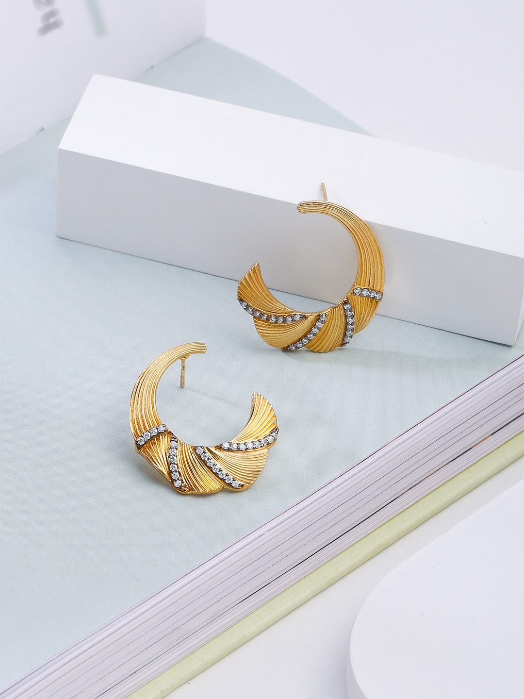 

925 Sterling silver Mossanite Studded Hoop Earring for Women, Rose gold