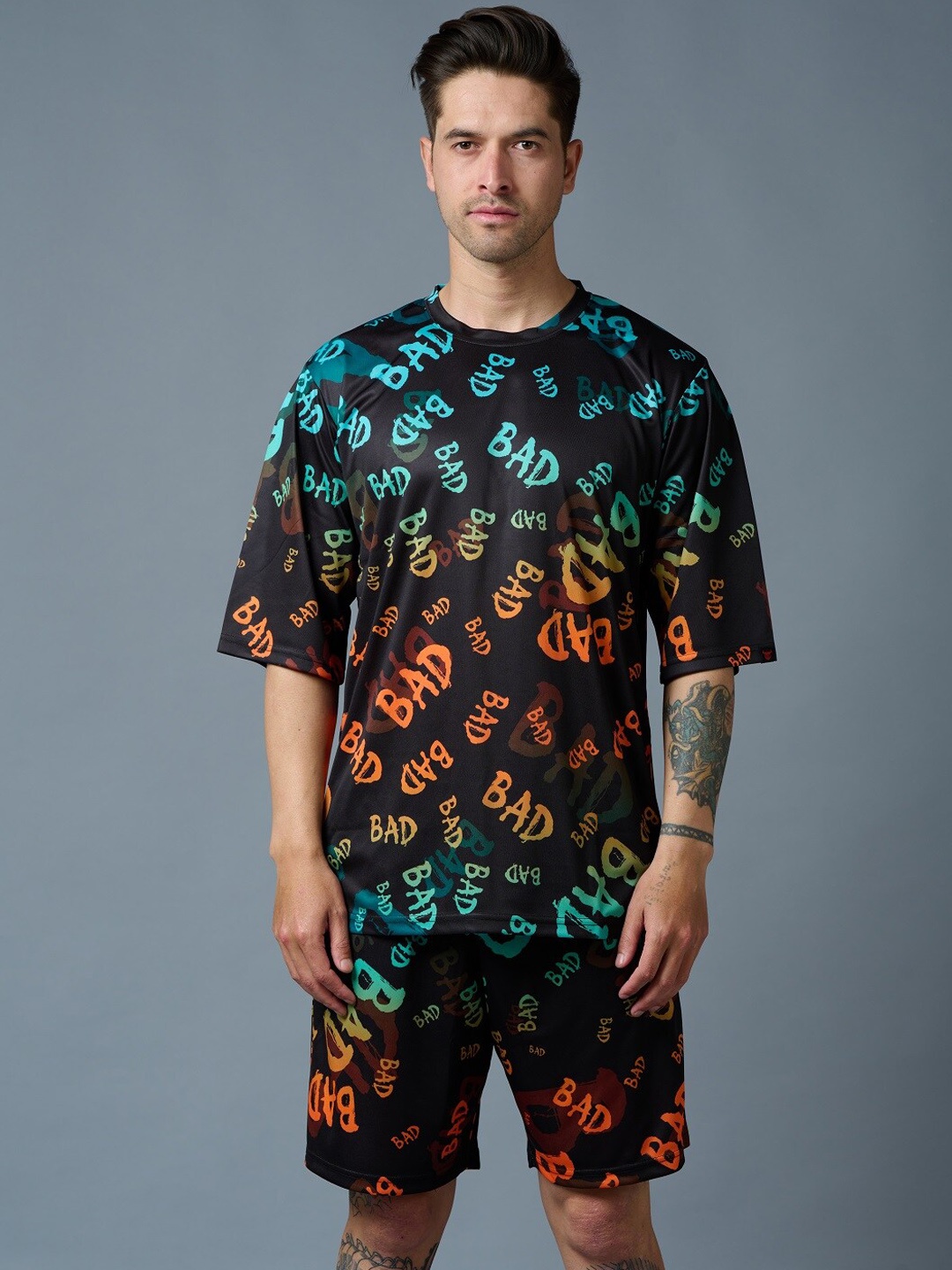 

Go Devil Printed T-Shirt With Shorts, Black