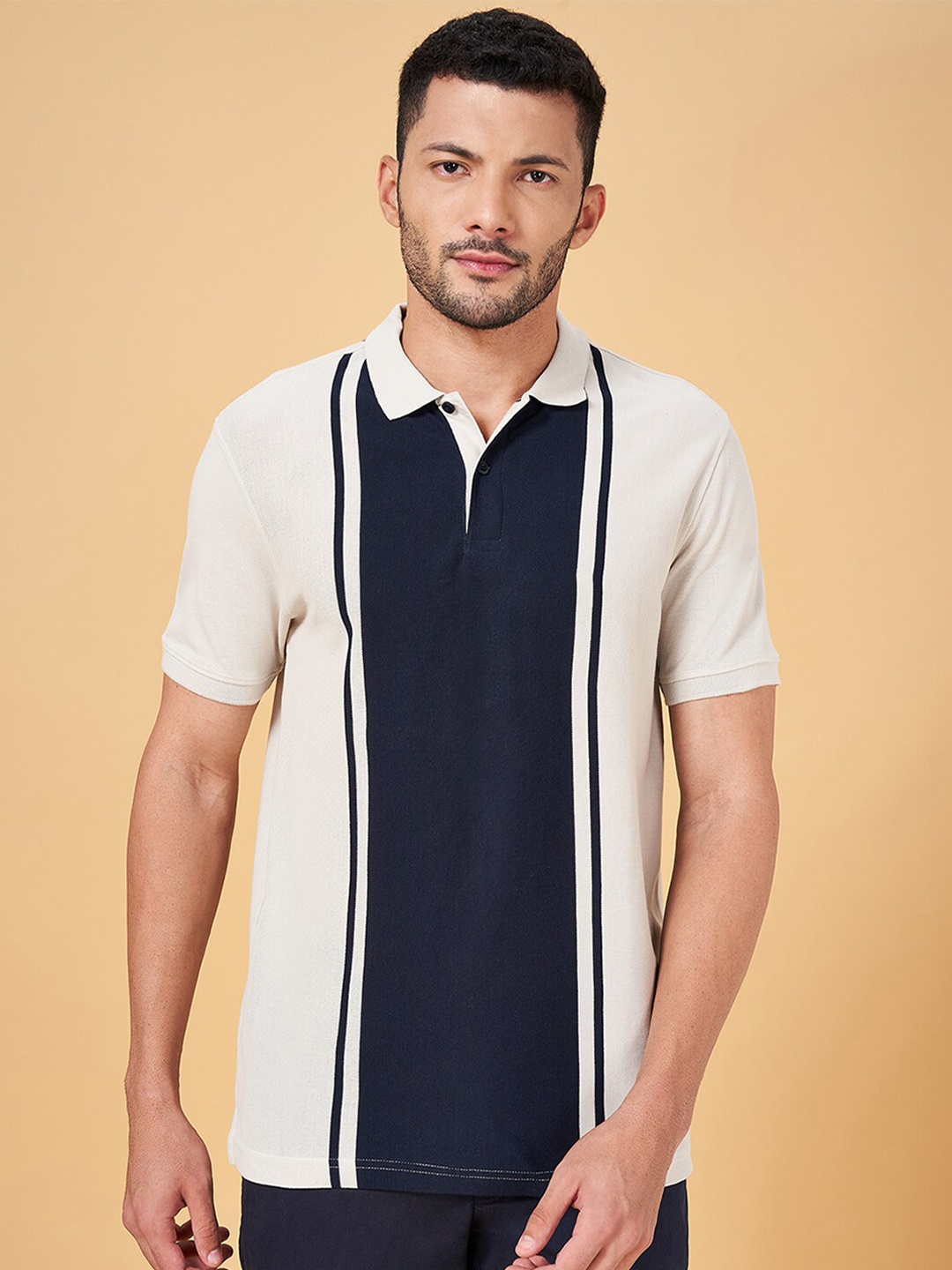 

BYFORD by Pantaloons Striped Polo Collar Slim Fit T-shirt, Blue