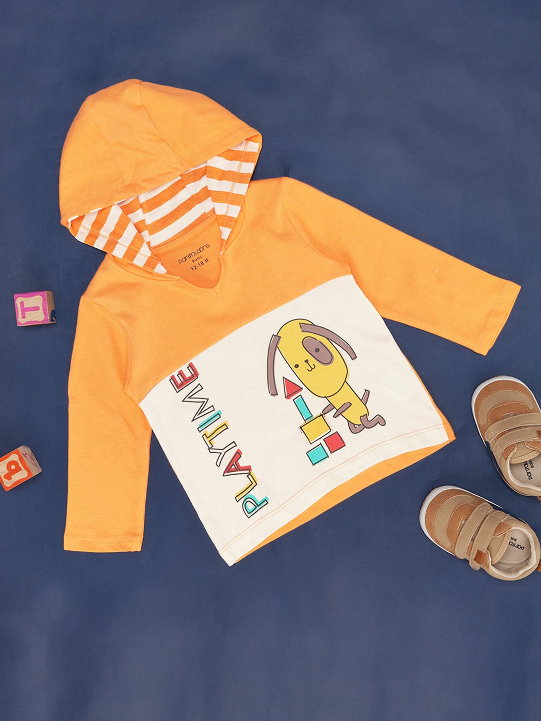 

Pantaloons Baby Infants Boys Printed Polo Collar Cotton T-shirt, Orange