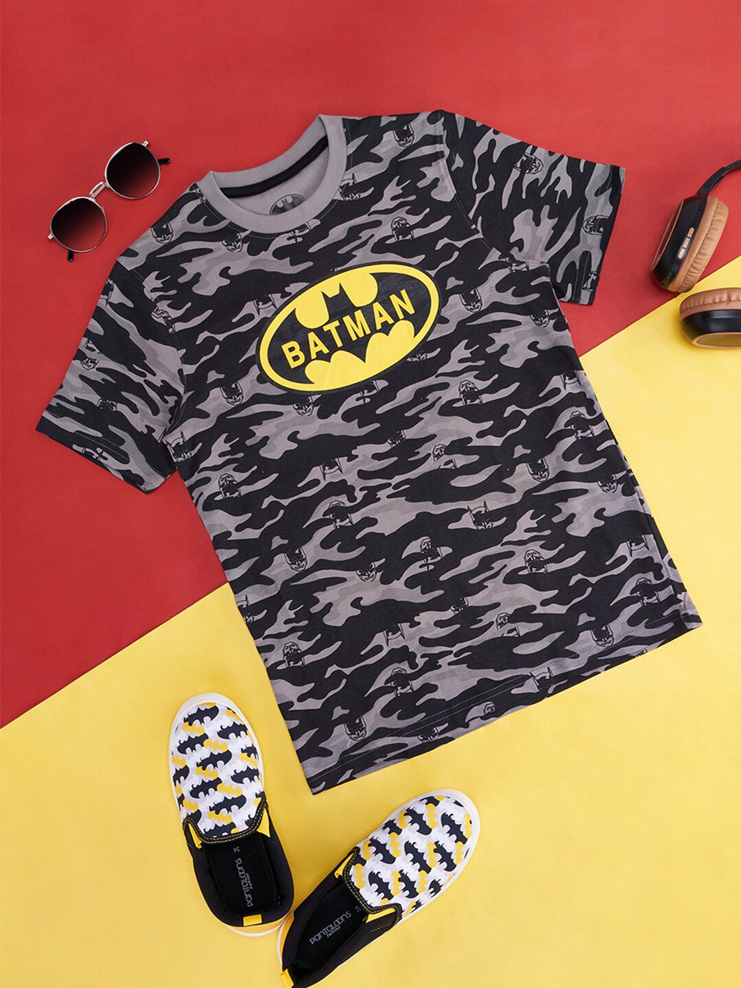 

Pantaloons Junior Boys Camouflage Printed Cotton T-shirt, Grey