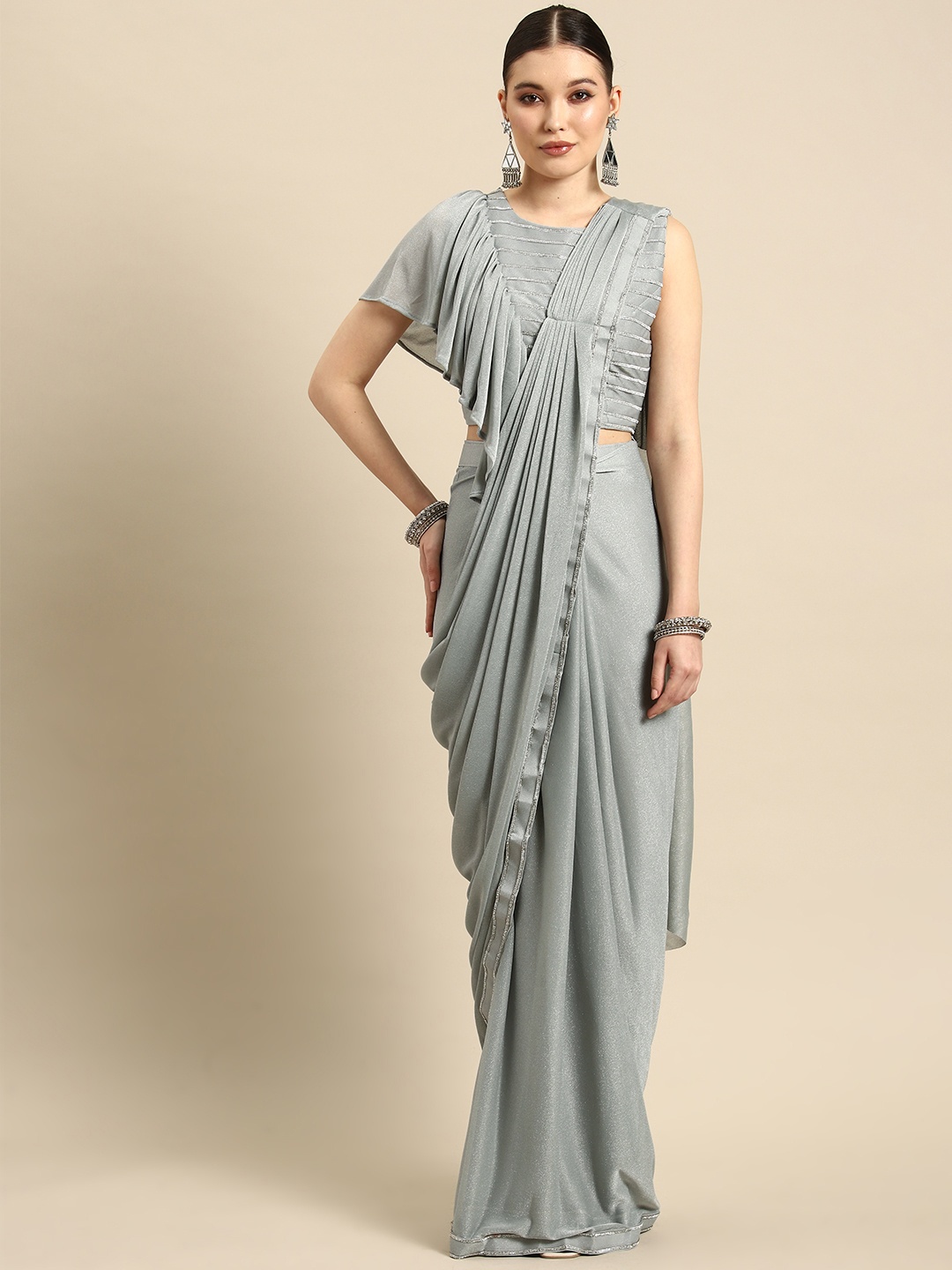 

Mitera Ready to Wear Saree, Grey