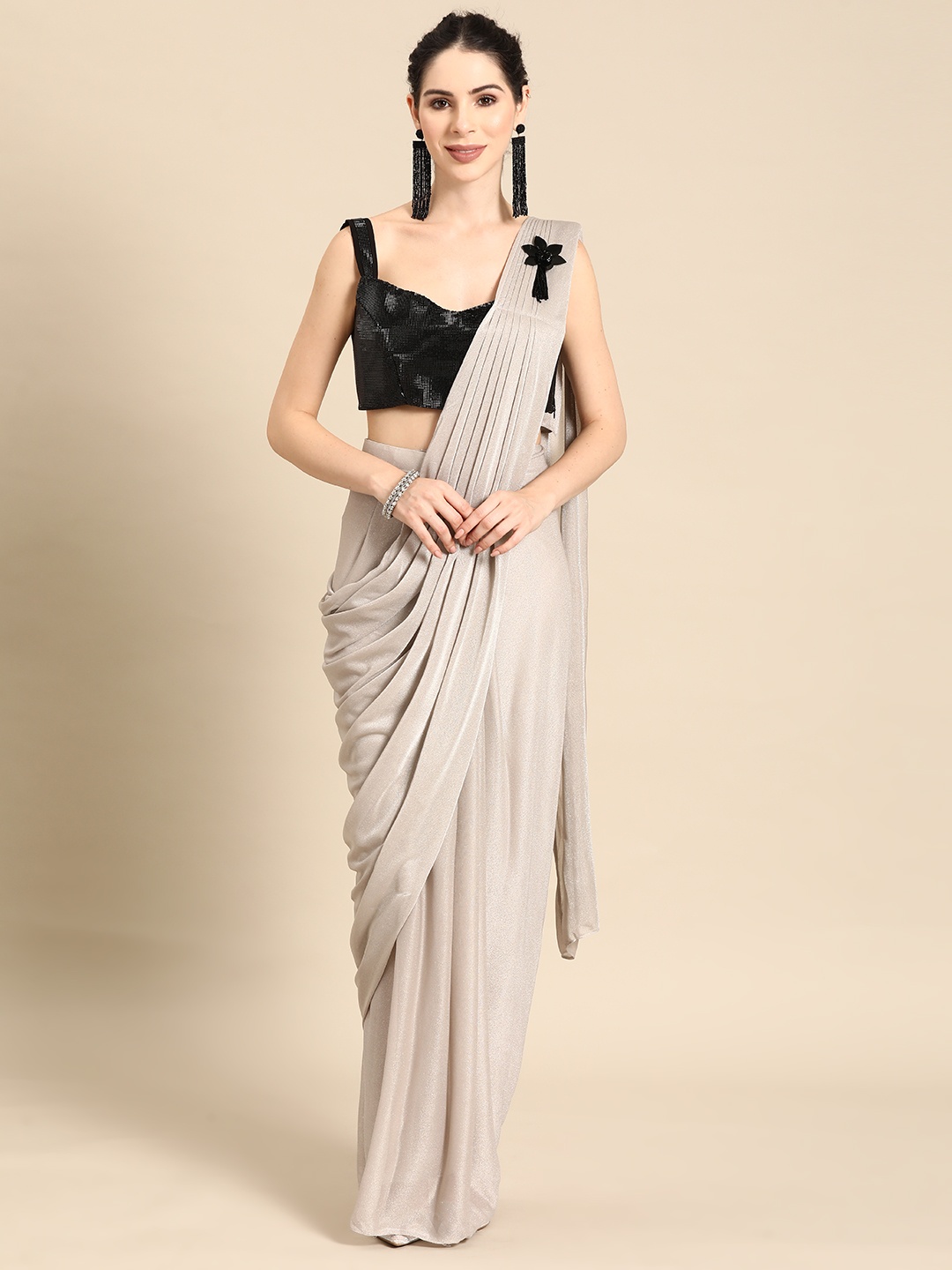 

Mitera Embellished Sequinned Ready to Wear Saree, Brown