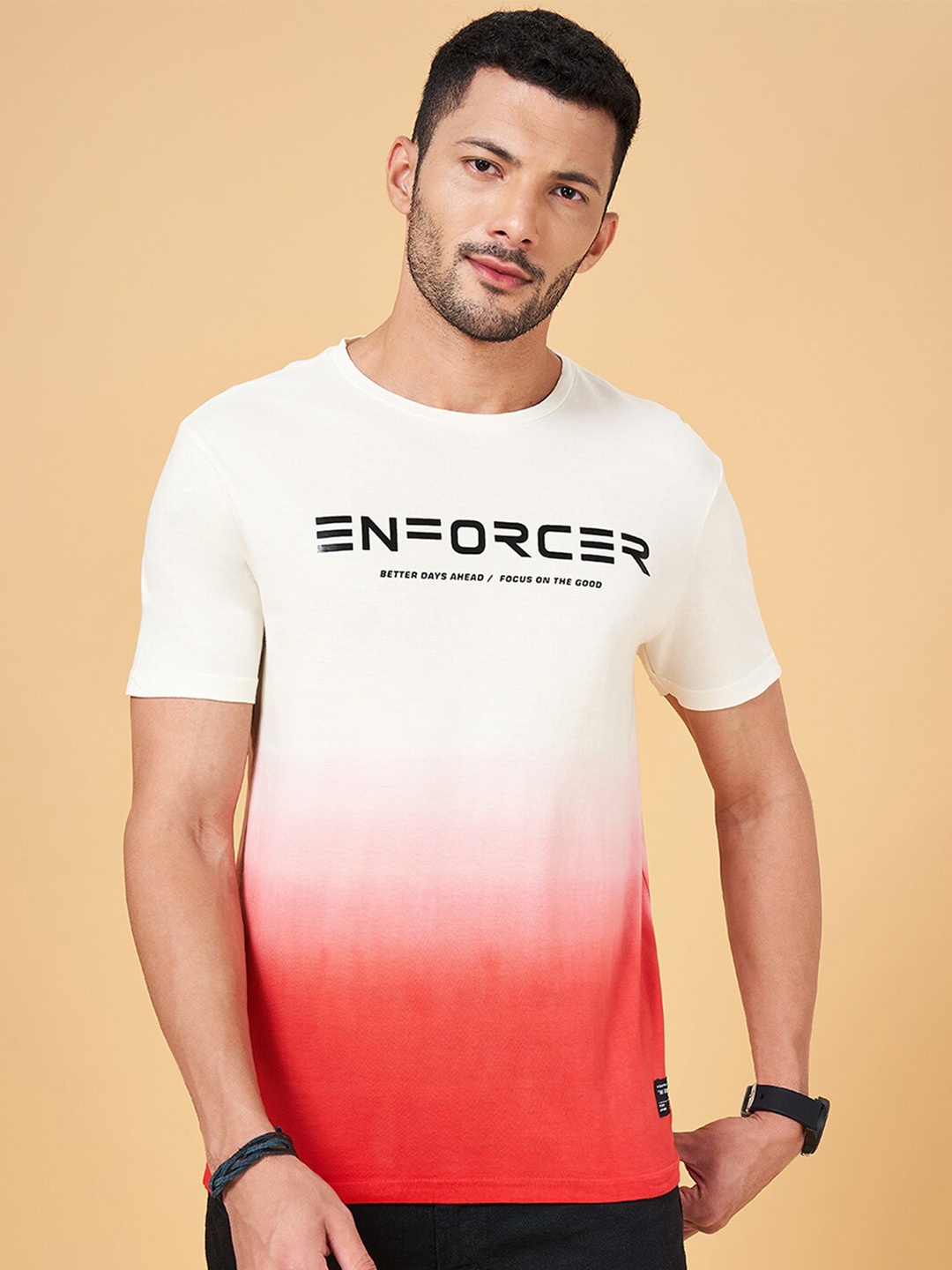 

People Ombre Dyed Slim Fit Pure Cotton T-shirt, Off white