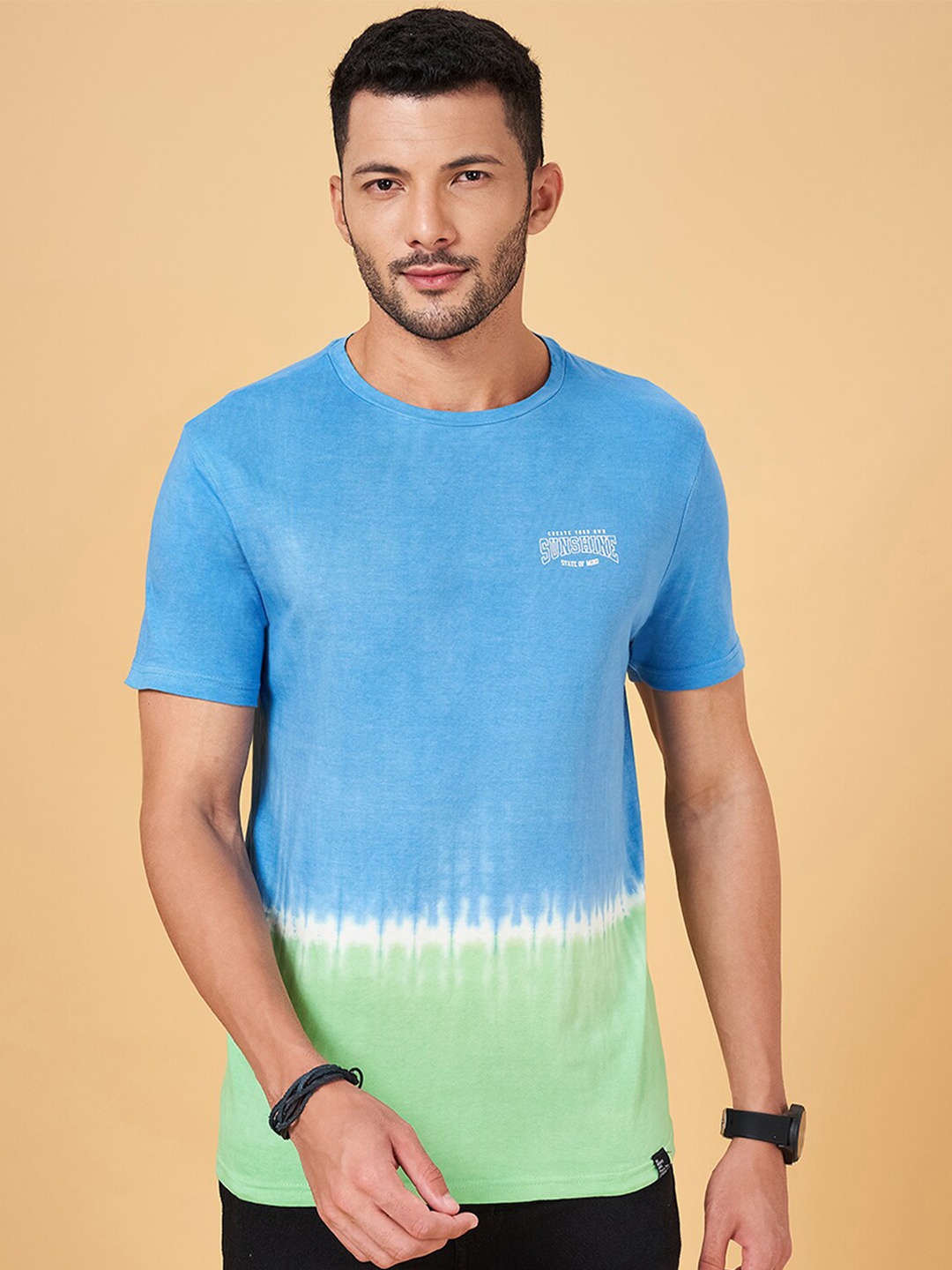 

People Tie & Dyed Slim Fit Cotton T-Shirt, Green