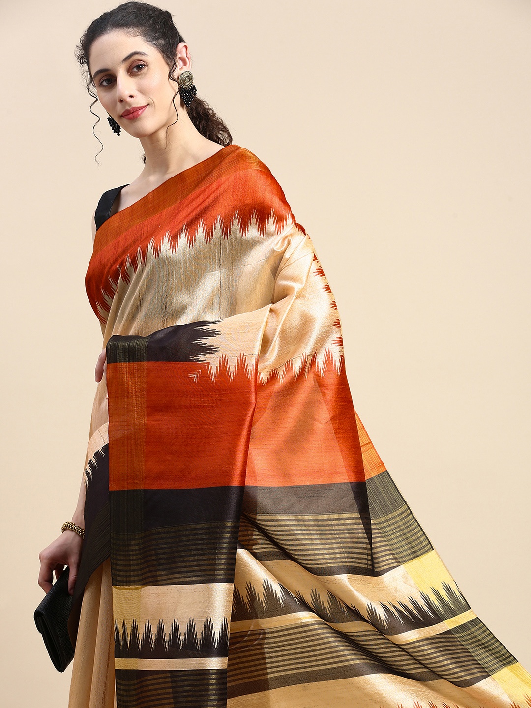 

VISHNU WEAVES Zari Silk Cotton Saree, Multi