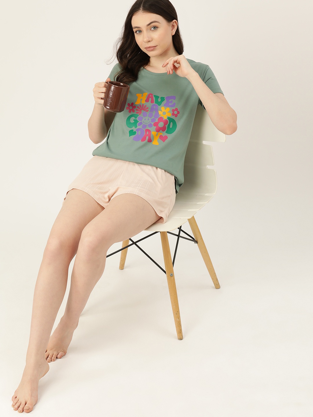 

ETC Women Typography Printed Cotton T-shirt, Green