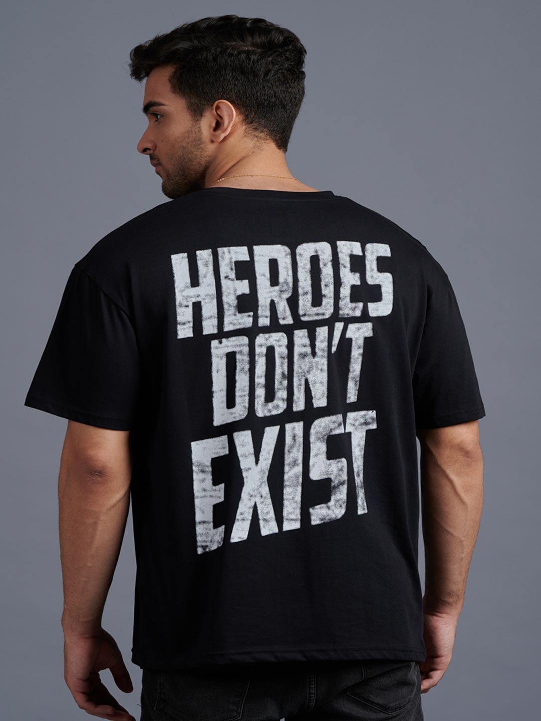 

GO DEVIL Typography Printed Pure Cotton Oversized T-shirt, Black
