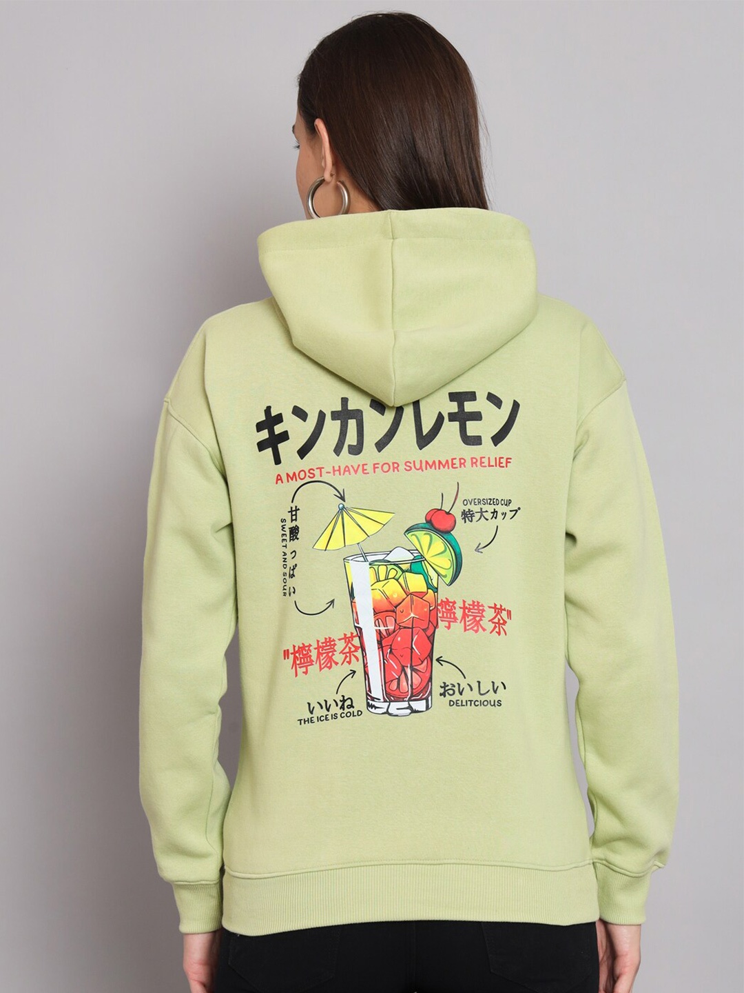 

ANTI CULTURE Graphic Printed Hooded Fleece Sweatshirt, Green