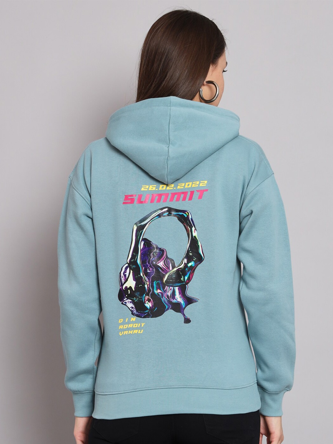 

ANTI CULTURE Graphic Printed Hooded Fleece Sweatshirt, Blue