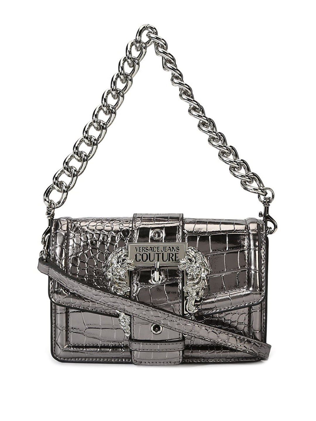 

Versace Jeans Couture Animal Textured Structured Handheld Bag, Grey