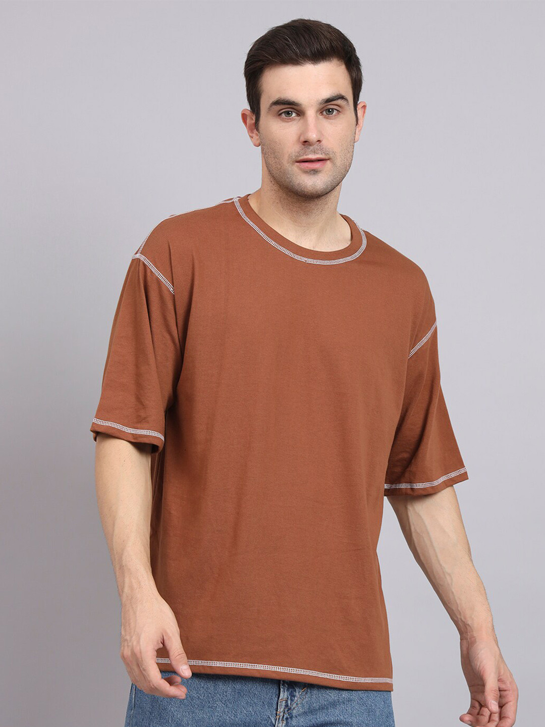 

Imsa Moda Oversized Cotton T-Shirt, Brown