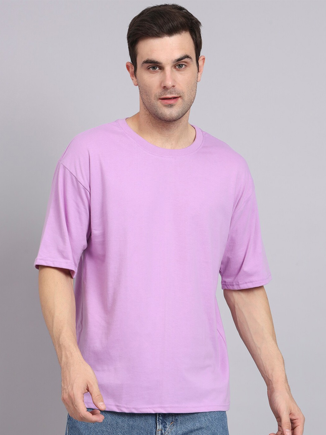 

Imsa Moda Drop Shoulder Sleeves Oversized Cotton T-shirt, Lavender