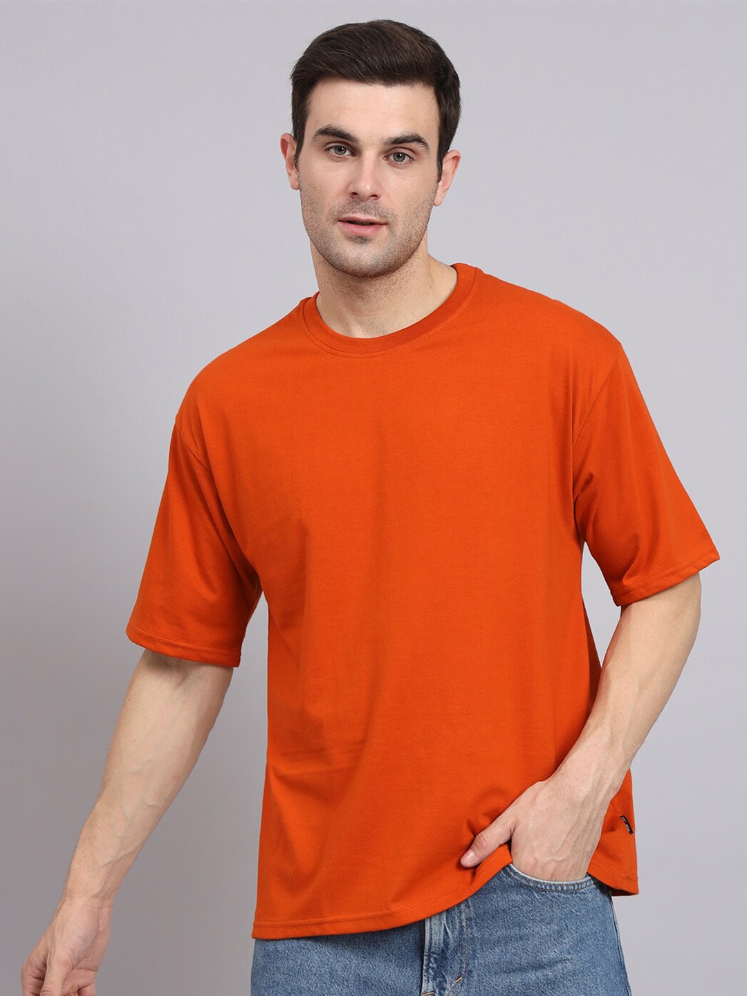 

Imsa Moda Oversized Round Neck Short Sleeve Cotton T-Shirt, Orange