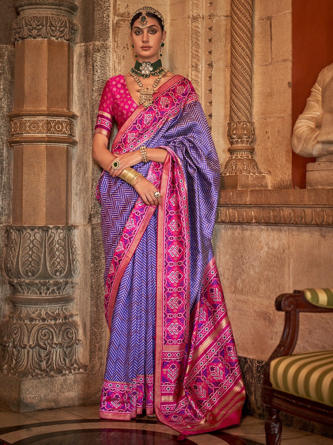 

Anouk Ethnic Motifs Woven Design Zari Saree, Violet