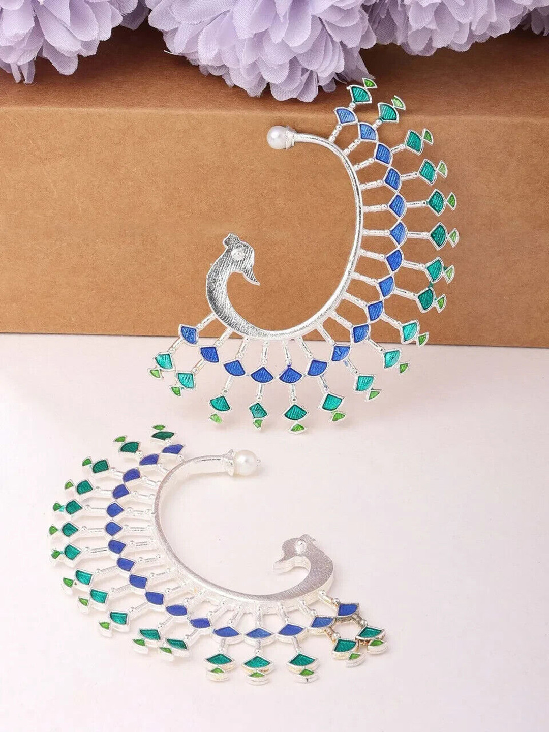 

VAGHBHATT Sterling Silver Contemporary Meenakari Ear Cuff