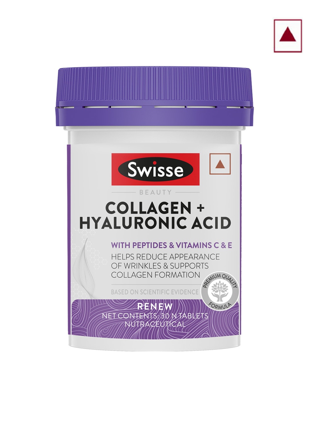 

Swisse Collagen+ Hyaluronic Acid with Peptides & Vitamin C - 30 Tablets, White