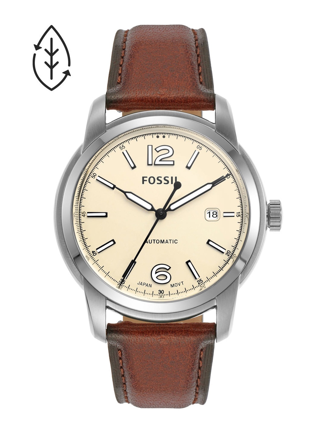 

Fossil Heritage Men Leather Straps Analogue Automatic Motion Powered Watch ME3221, Brown