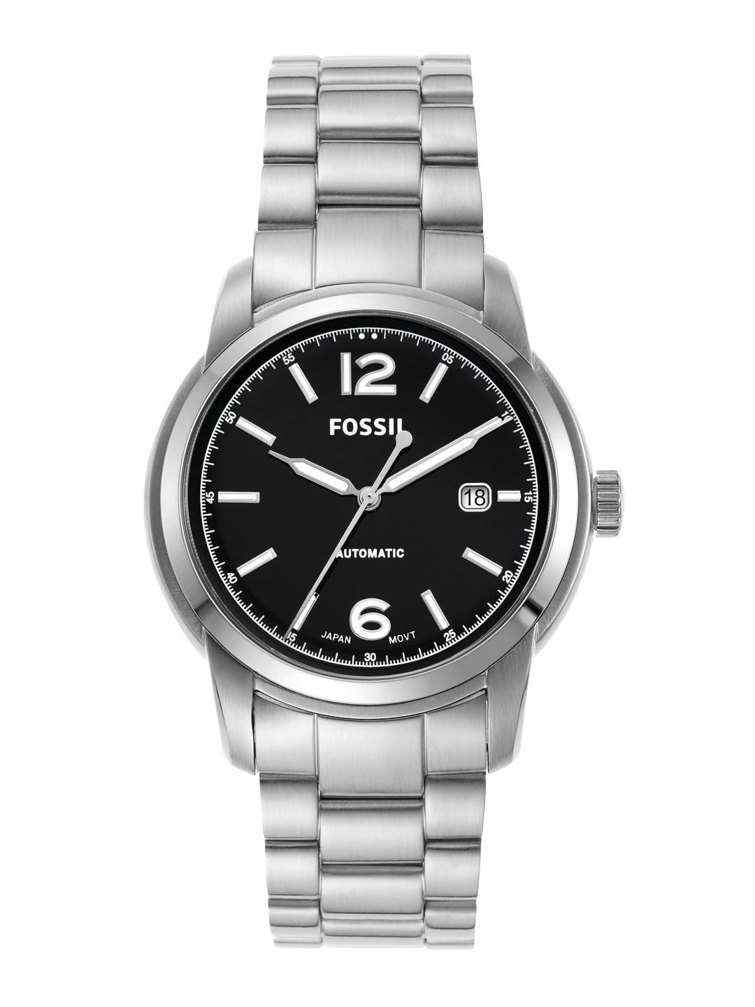 

Fossil Heritage Men Bracelet Style Straps Analogue Automatic Motion Powered Watch ME3223, Black
