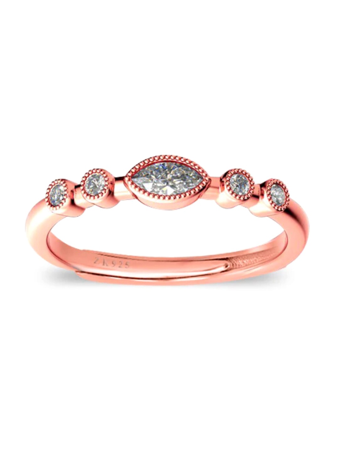 

Zarkan Rhodium-Plated AD Studded Finger Ring, Rose gold
