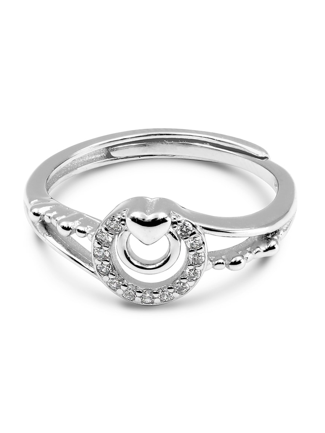 

Zarkan Rhodium-Plated AD Studded Finger Ring, Silver