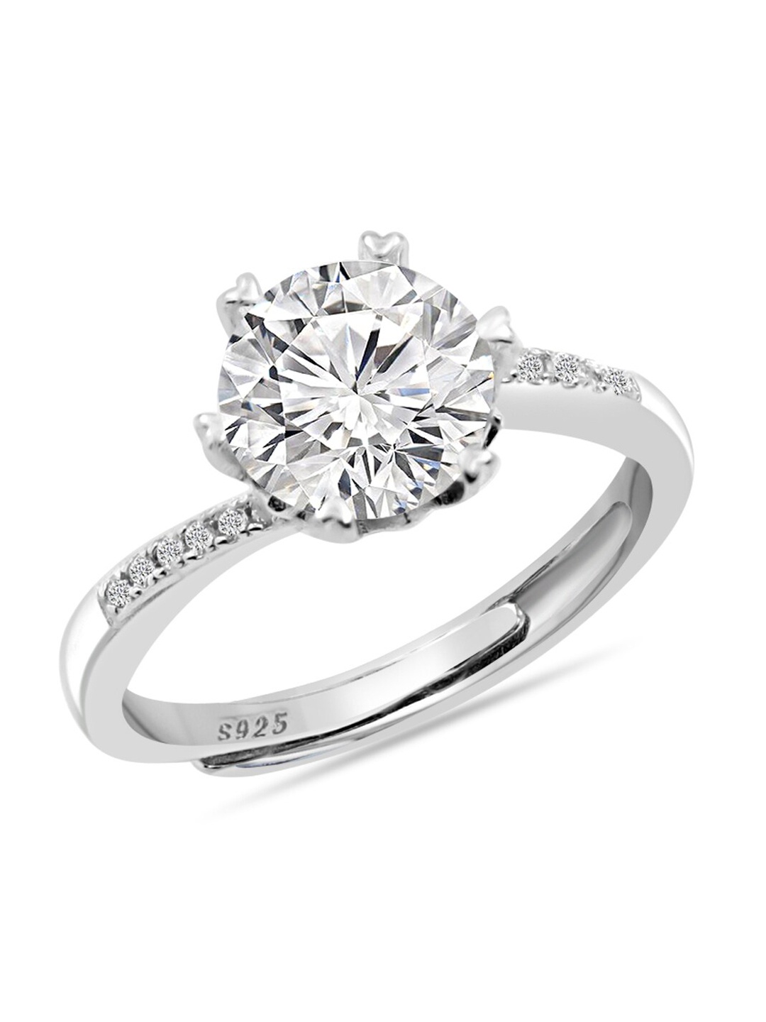

Zarkan Rhodium-Plated AD Studded Finger Ring, Silver