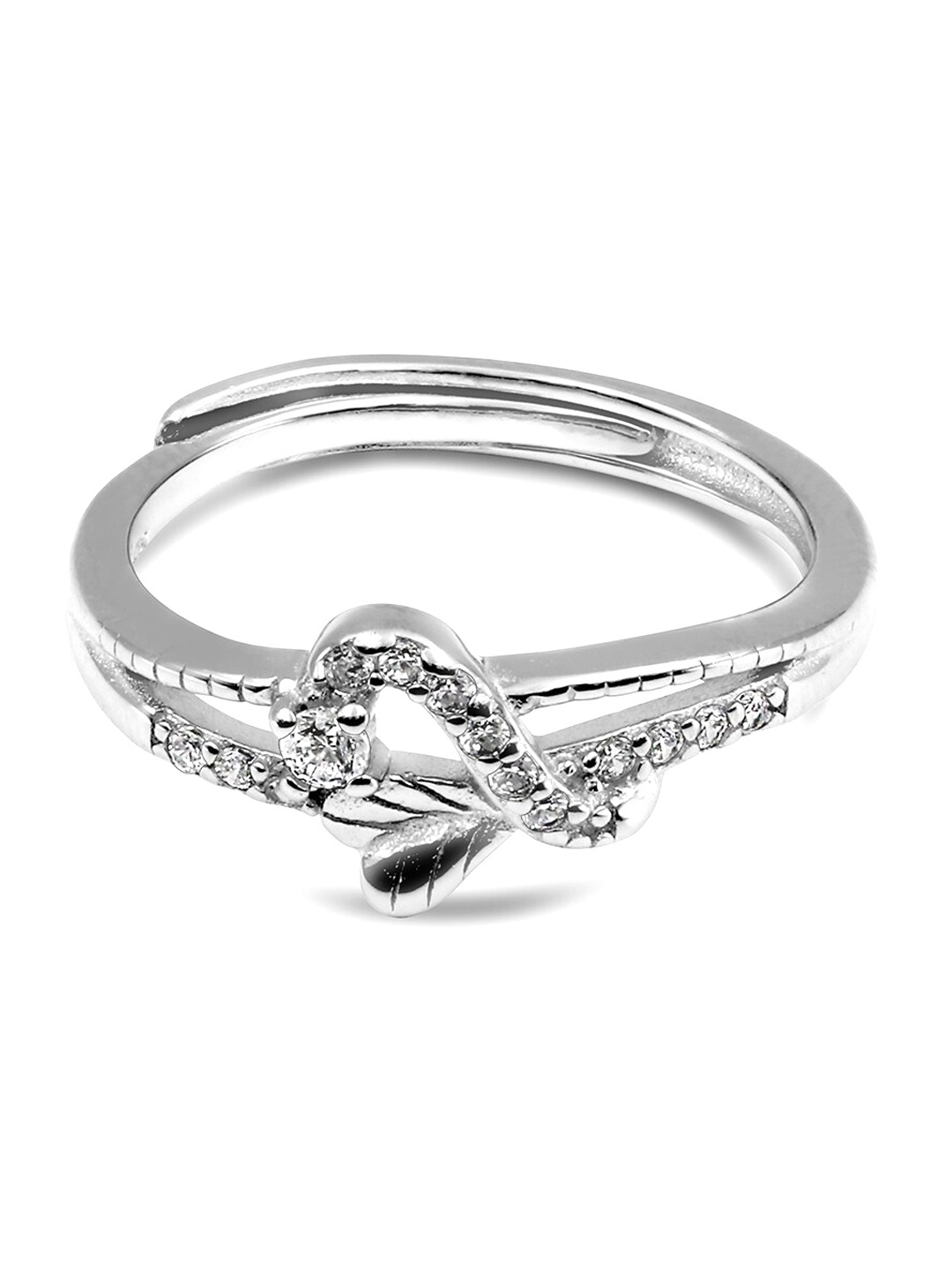 

Zarkan 925 Sterling Silver Rhodium Plated American Diamond Studded Finger Ring