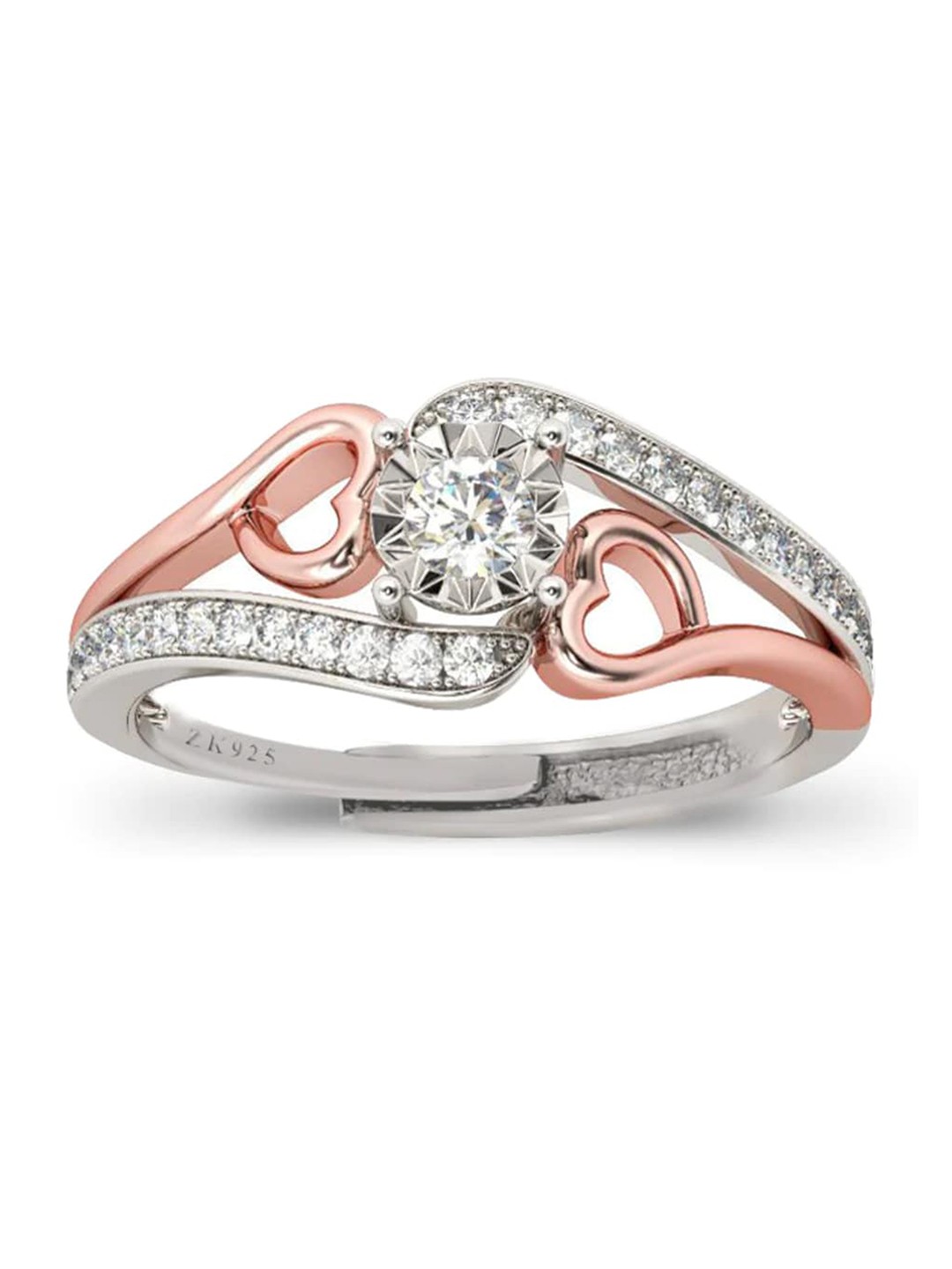 

Zarkan 925 Sterling Silver Rhodium Plated American Diamond Studded Finger Ring