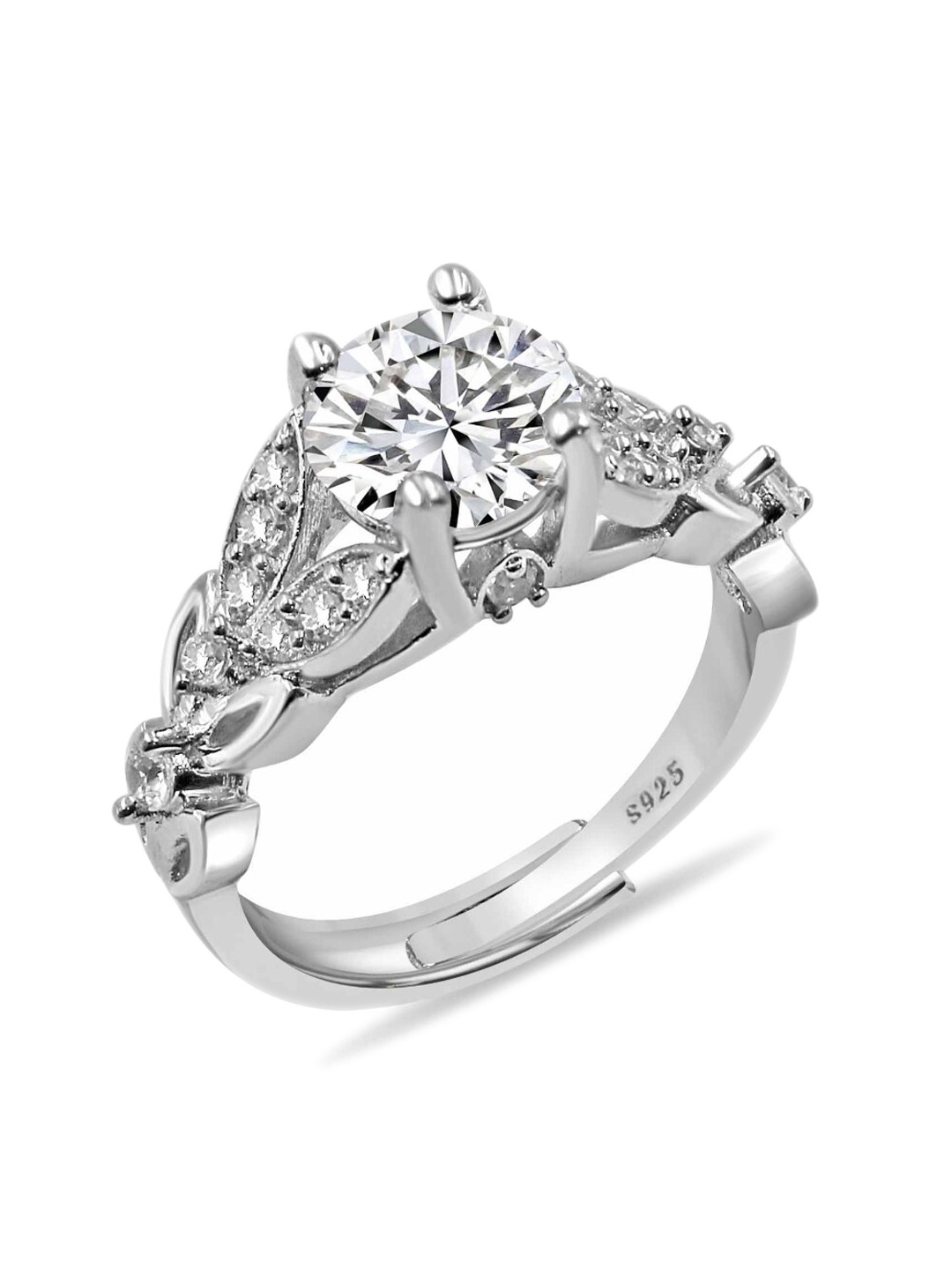 

Zarkan Rhodium-Plated AD Studded Finger Ring, Silver