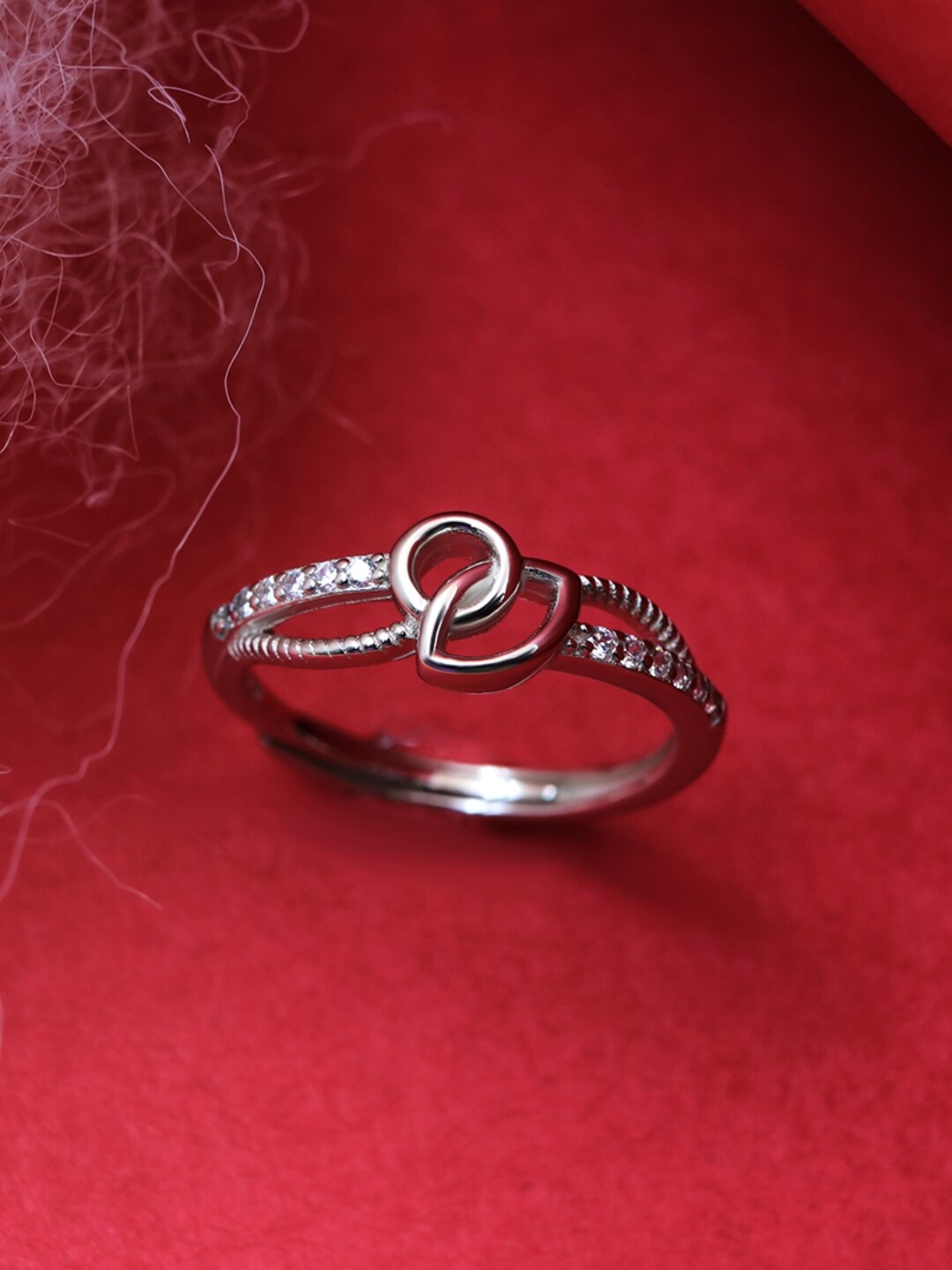 

Zarkan Rhodium-Plated AD Studded Finger Ring, Silver