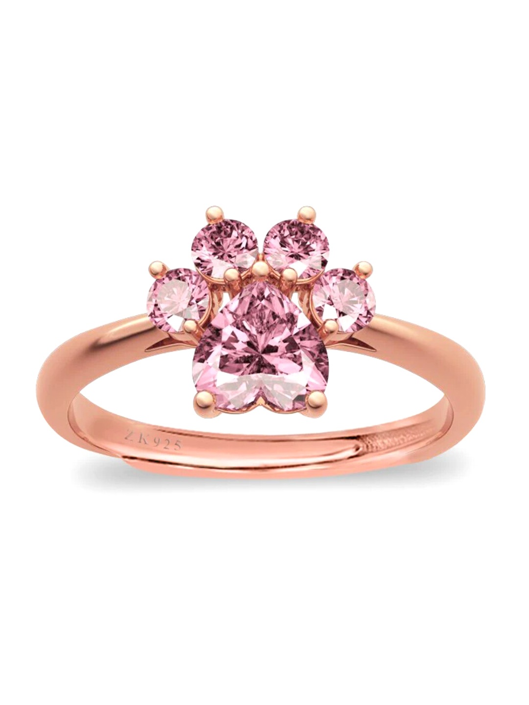 

Zarkan Rhodium-Plated AD Studded Finger Ring, Rose gold