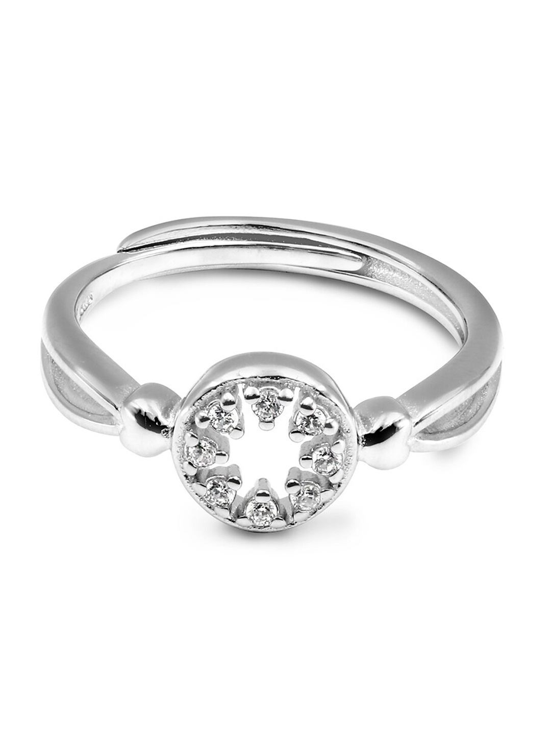 

Zarkan Rhodium-Plated AD Studded Finger Ring, Silver