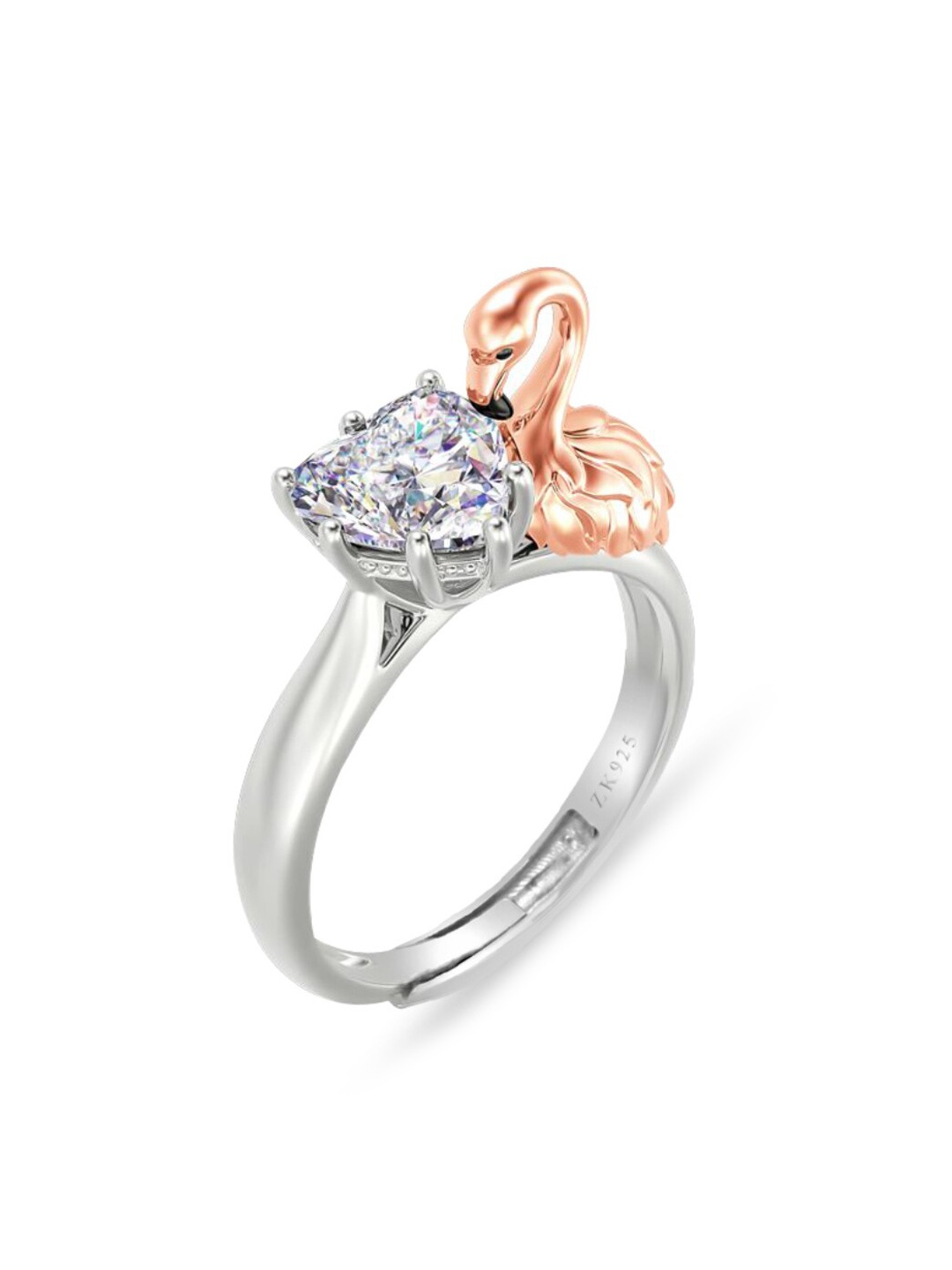 

Zarkan Rhodium-Plated Silver American Diamond Studded Finger Ring