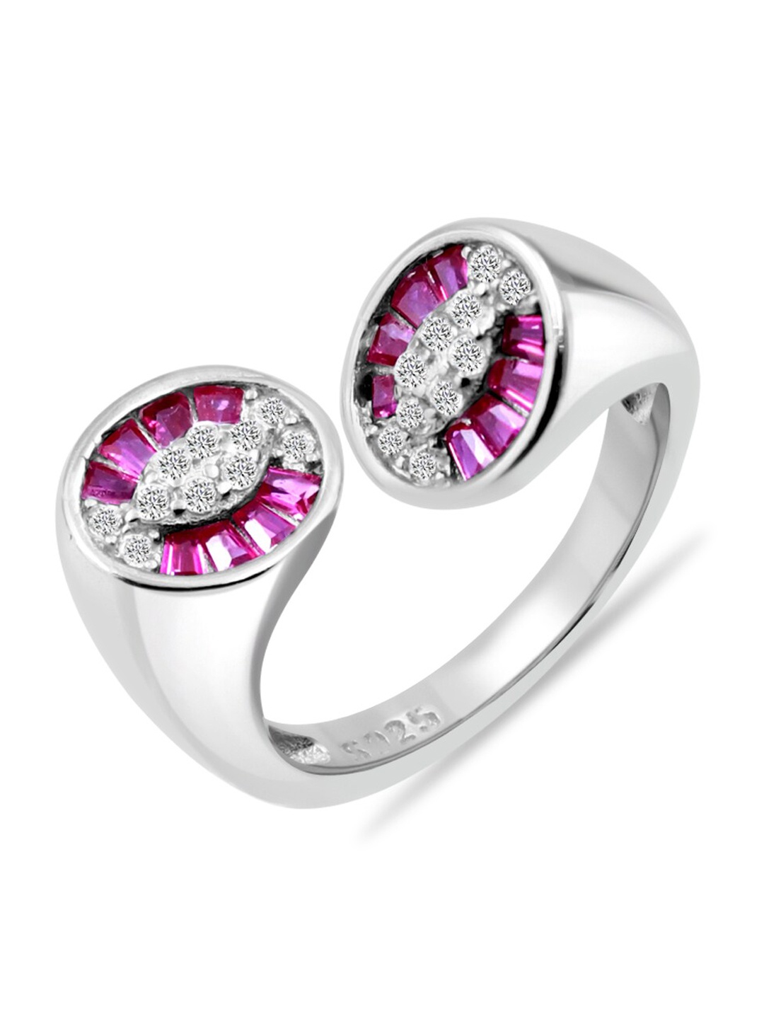 

Zarkan Rhodium-Plated Silver American Diamond Studded Finger Ring