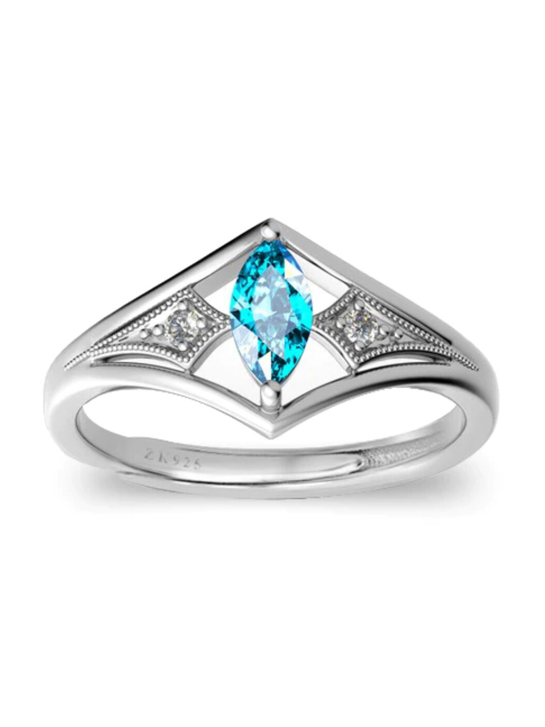 

Zarkan Rhodium-Plated American Diamond Studded Finger Ring, Silver