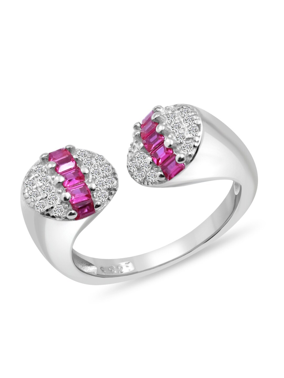 

Zarkan Rhodium-Plated AD Studded Finger Ring, Silver
