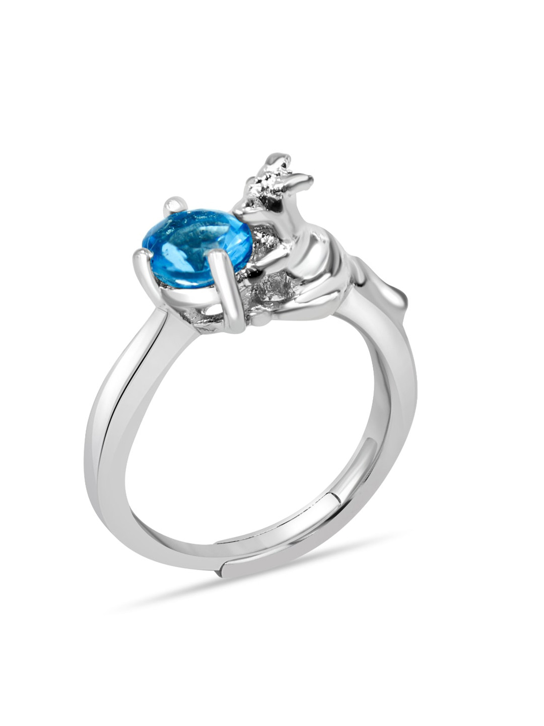 

Zarkan Rhodium-Plated AD Studded Finger Ring, Silver