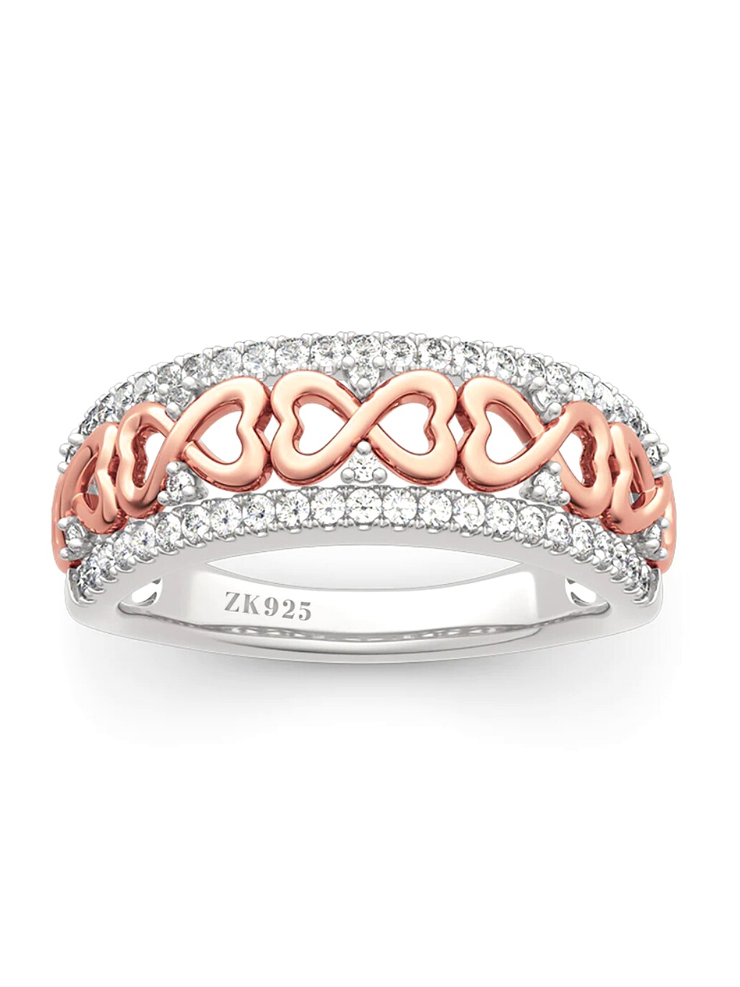 

Zarkan 925 Sterling Silver Rhodium Plated AD Studded Finger Ring