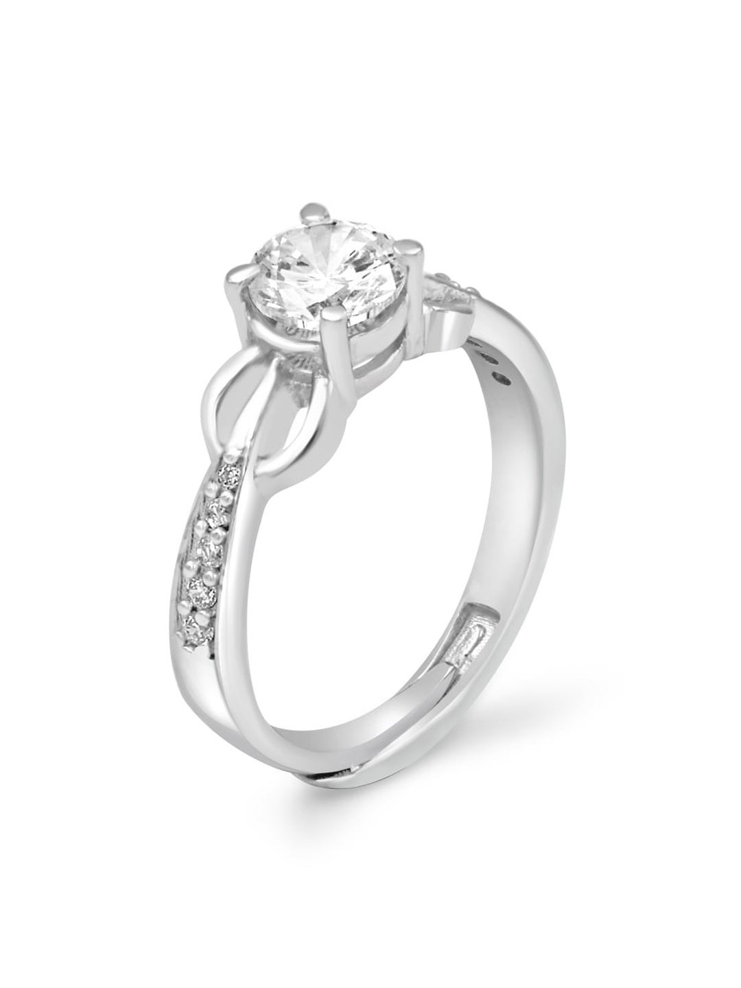 

Zarkan 925 Sterling Silver Rhodium Plated AD Studded Finger Ring