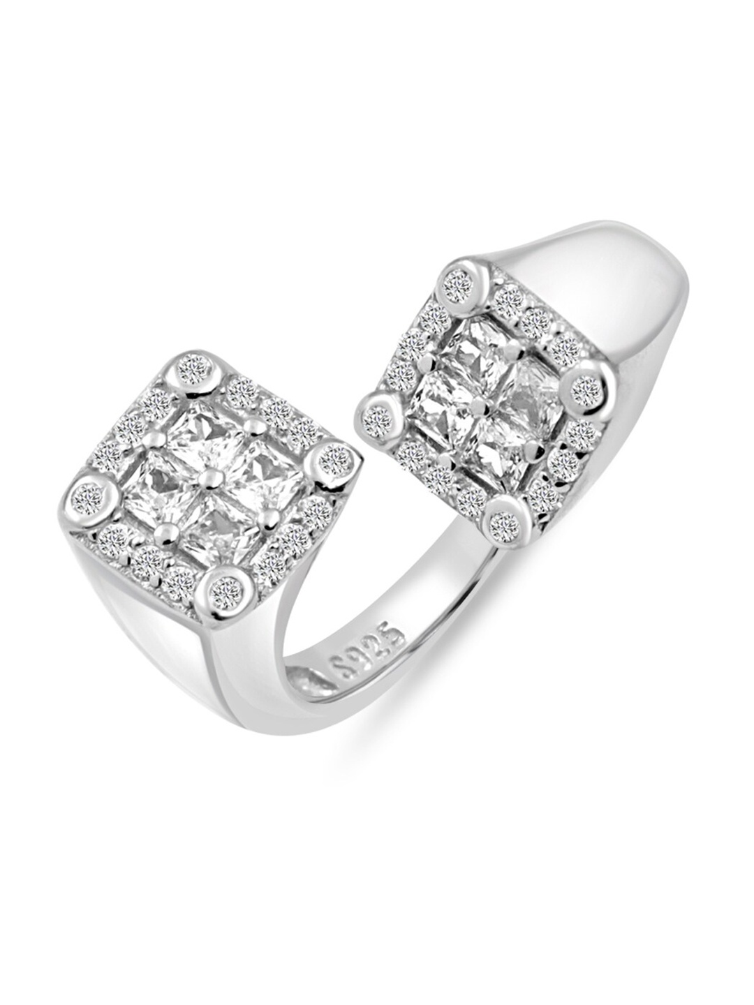 

Zarkan Rhodium-Plated Sterling Silver AD Studded Finger Ring