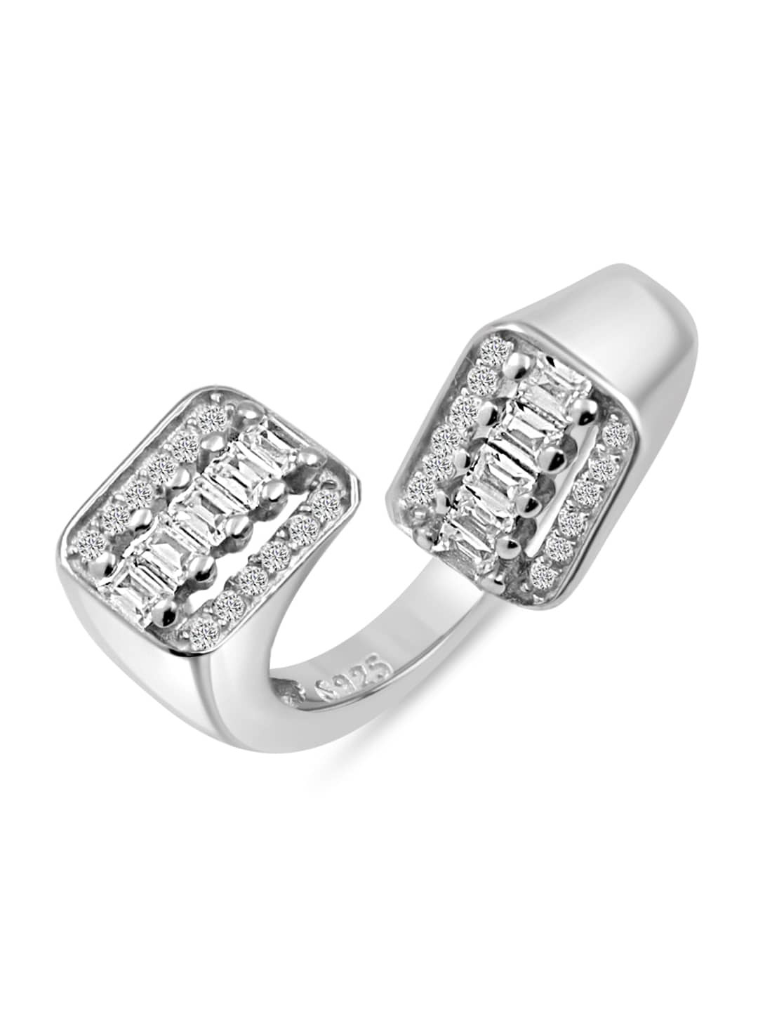 

Zarkan Rhodium-Plated Sterling Silver AD Studded Finger Ring