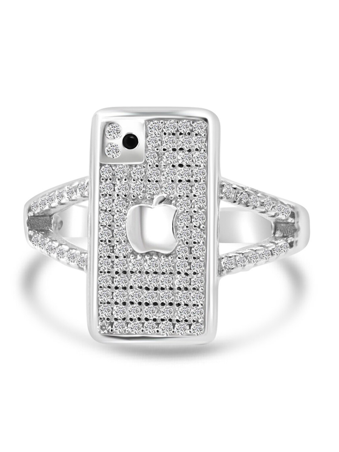 

Zarkan Rhodium-Plated Sterling Silver AD Studded Iphone Finger Ring