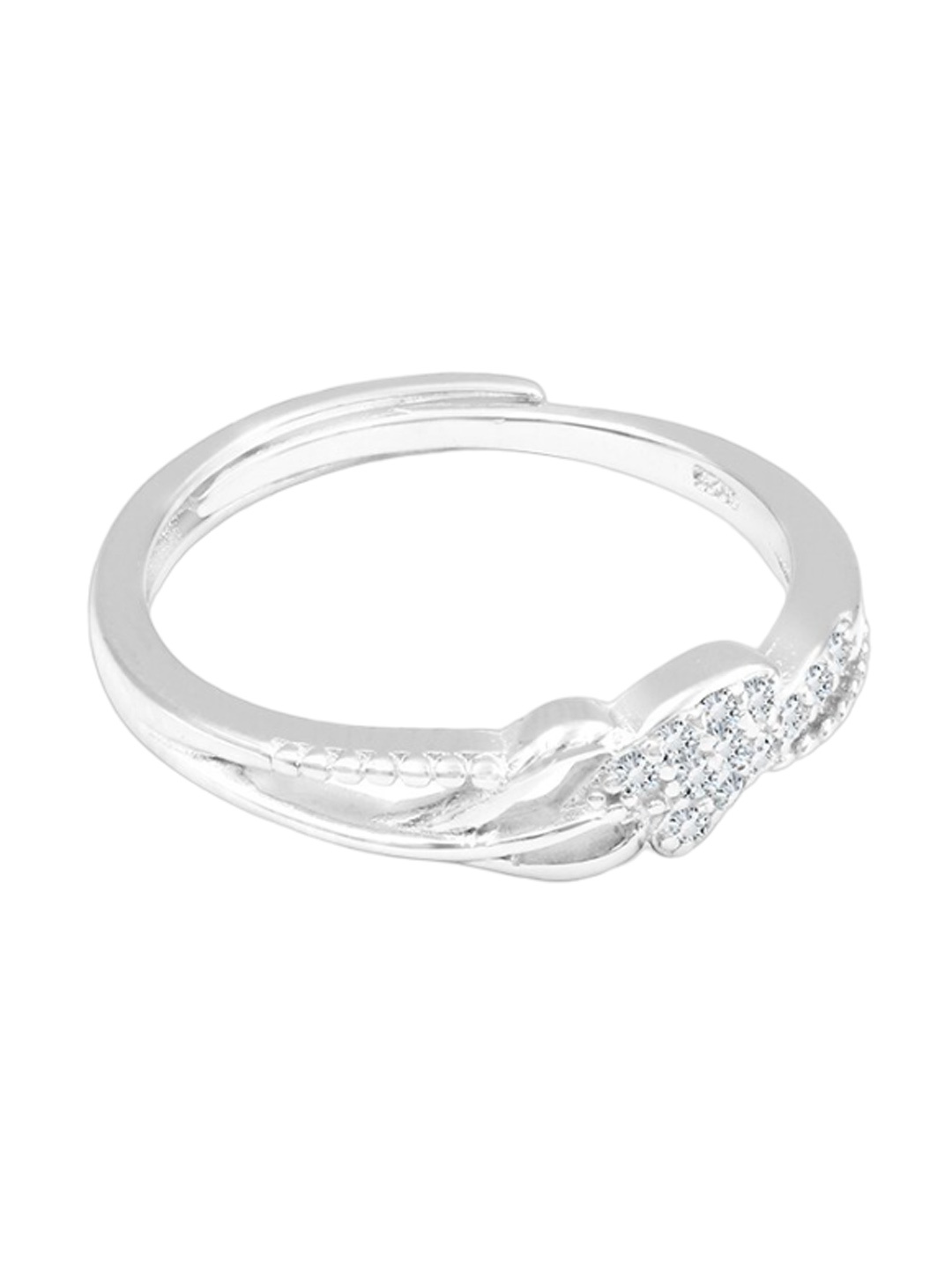 

Zarkan Rhodium-Plated Sterling Silver AD Studded Finger Ring
