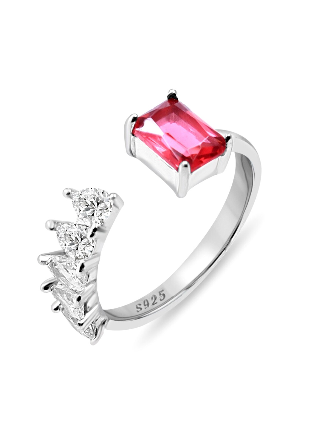 

Zarkan Rhodium-Plated Sterling Silver AD Studded Finger Ring