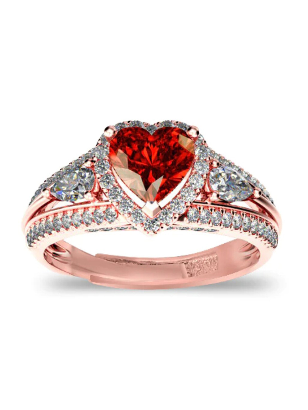 

Zarkan Rhodium-Plated Sterling Silver AD Studded Finger Ring, Rose gold
