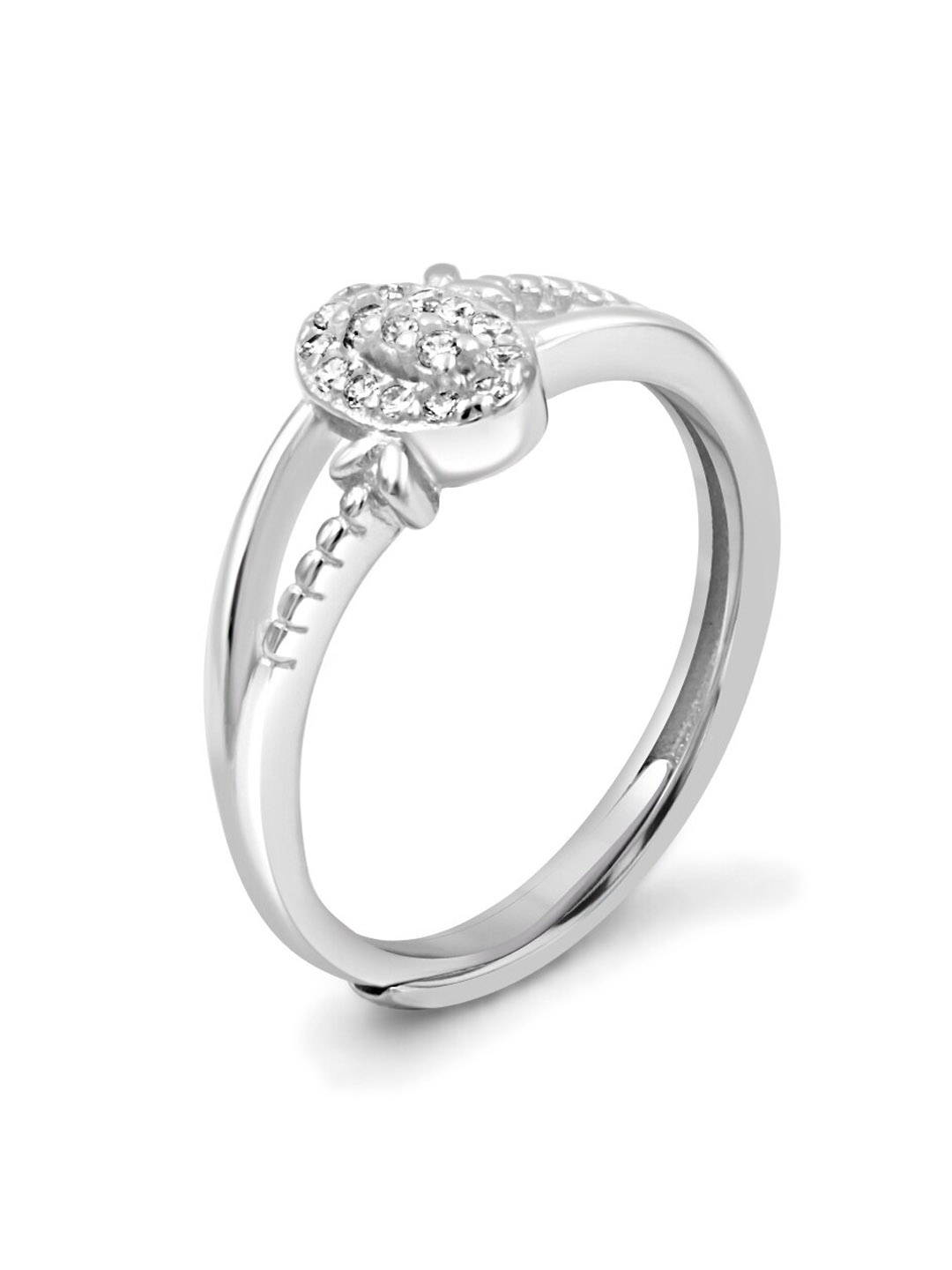 

Zarkan Rhodium-Plated Sterling Silver AD Studded Finger Ring