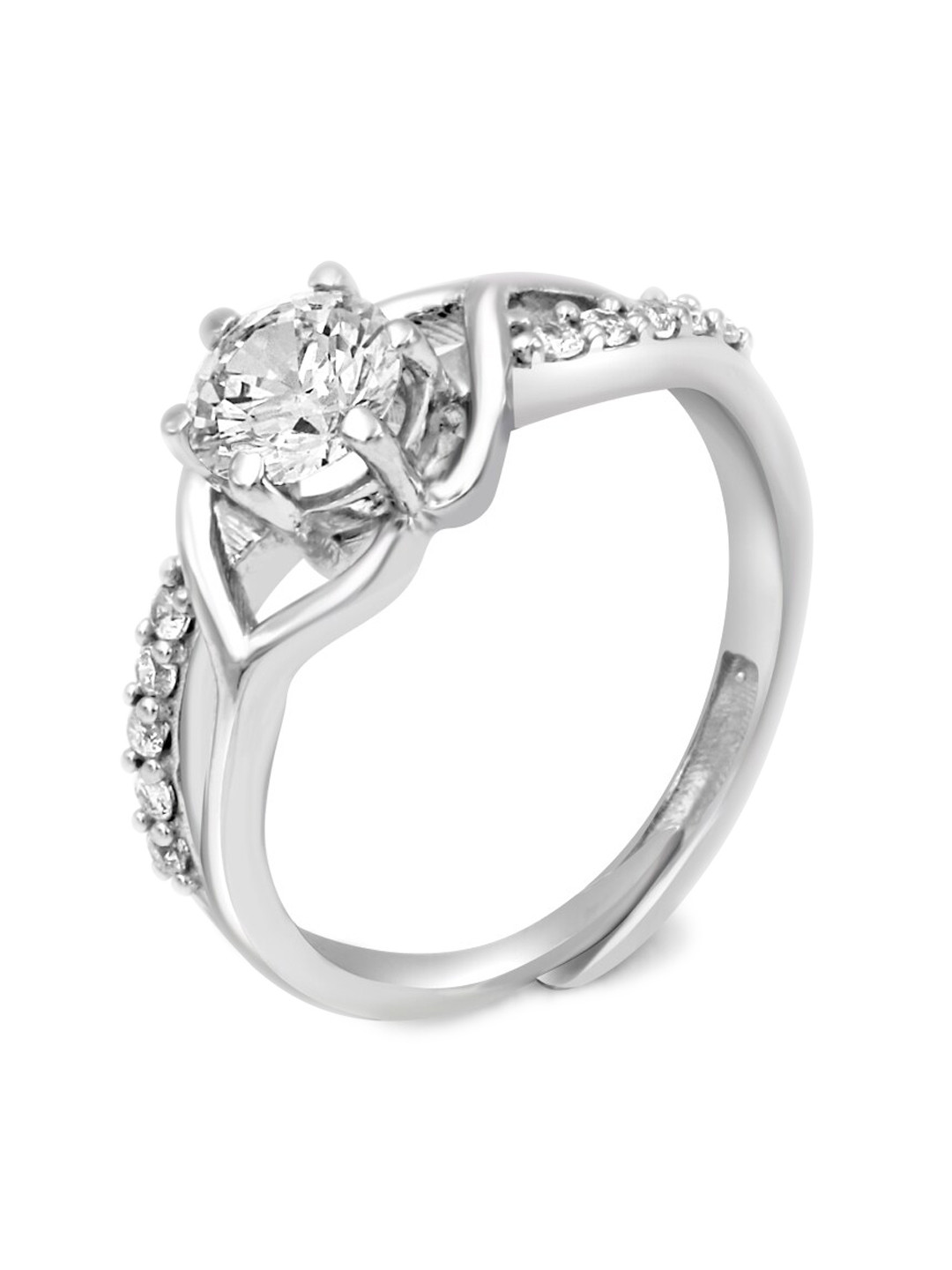 

Zarkan Rhodium-Plated Sterling Silver AD Studded Finger Ring