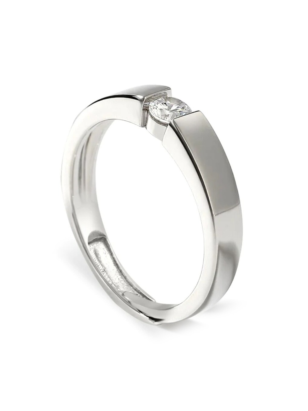 

Zarkan 925 Silver Rhodium-Plated American Diamond Studded Finger Ring