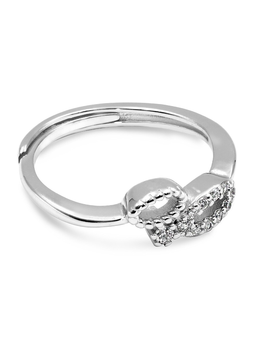 

Zarkan 925 Sterling Silver Rhodium-Plated American Diamond Studded Finger Ring