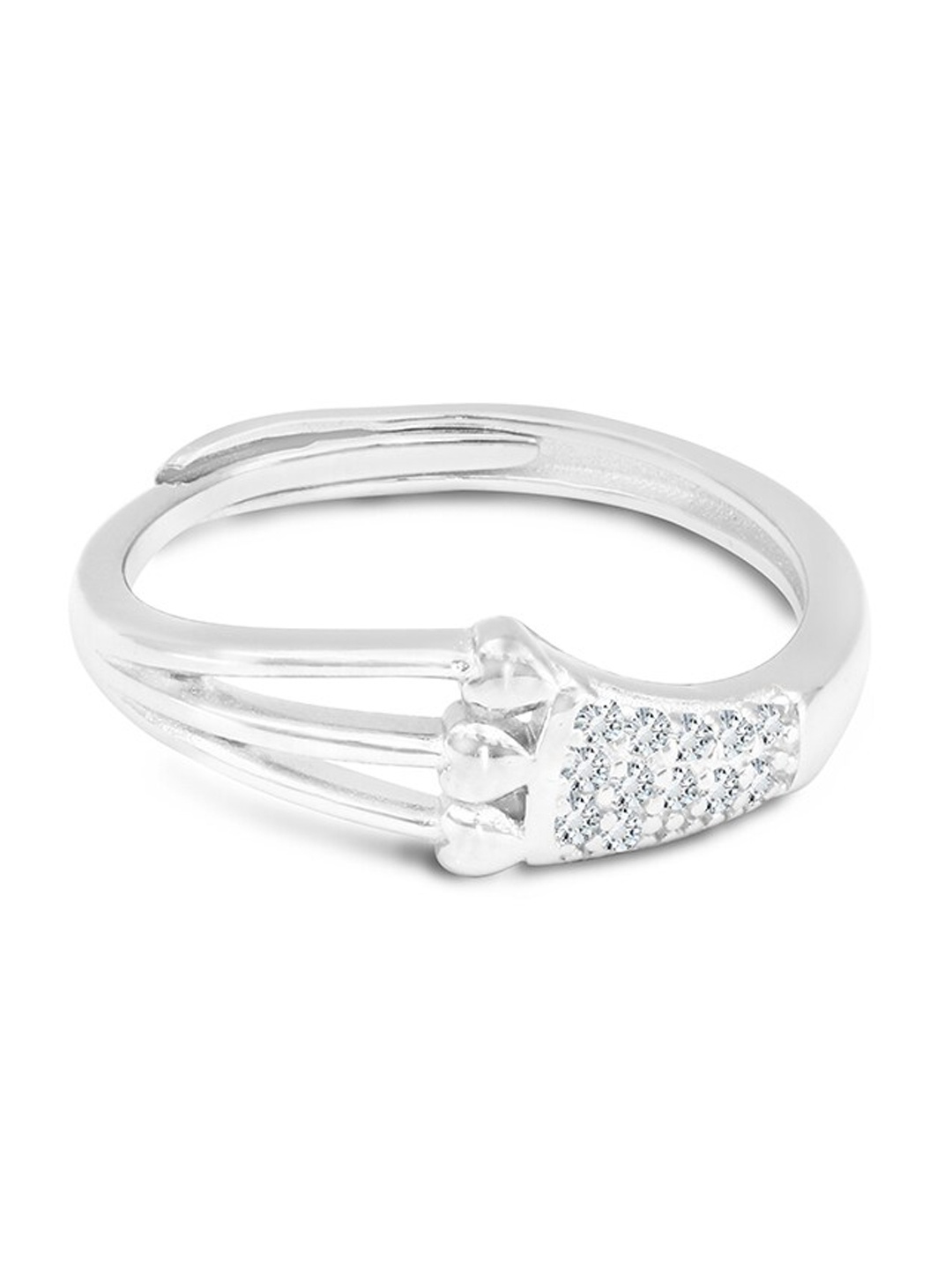 

Zarkan Rhodium-Plated American Diamond Studded Finger Ring, Silver